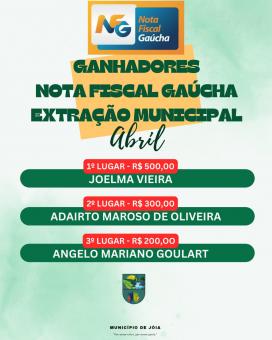 GANHADORES DO NOTA FISCAL GAUCHA - EXTRAÇÃO MUNICIPAL GANHADORES DO NOTA FISCAL GAUCHA - EXTRAÇÃO MUNICIPAL
